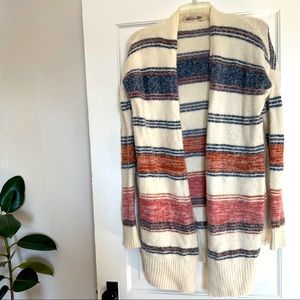 LOFT Long Striped Cardigan